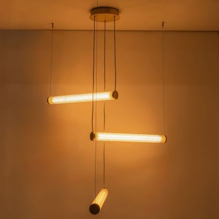 Zuma Line - LED dimbar takpendel på vajer LED/64W/230V 2700-6500K guld + fjärrkontroll