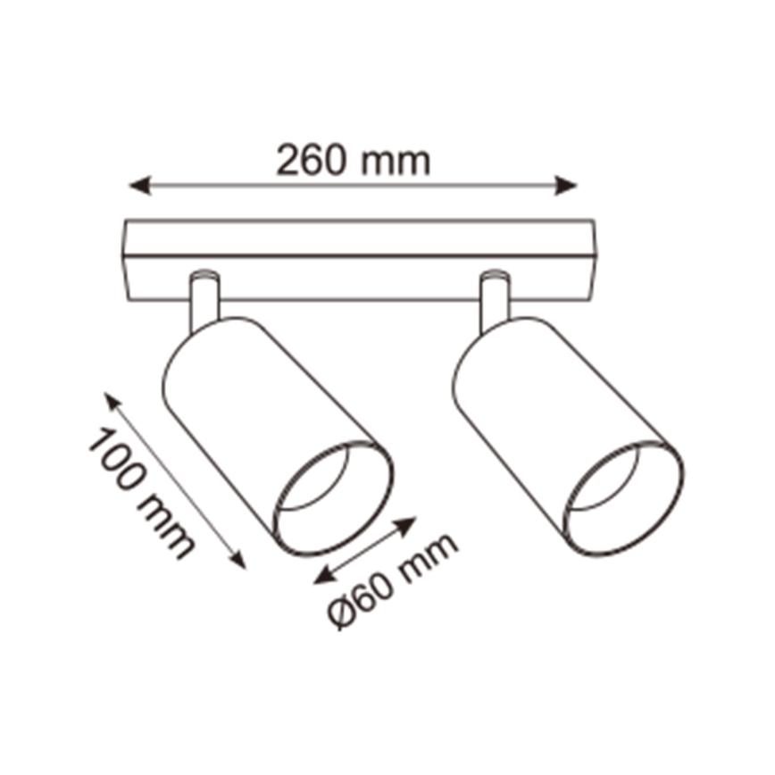 Zuma Line - Spotlight 2xGU10/50W/230V svart/grå