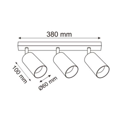 Zuma Line - Spotlight 3xGU10/50W/230V svart/grå