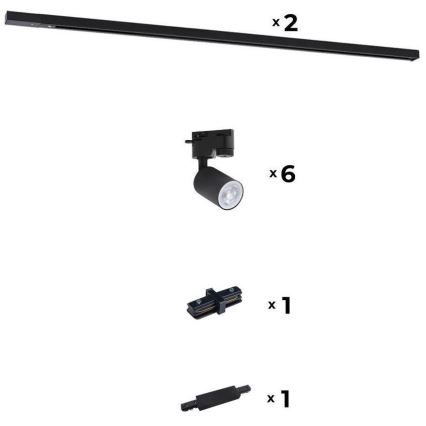 Zuma Line - Spotbelysning för skensystem 6xGU10/10W/230V svart + skentillbehör