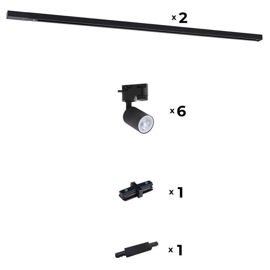 Zuma Line - Spotbelysning för skensystem 6xGU10/10W/230V svart + skentillbehör