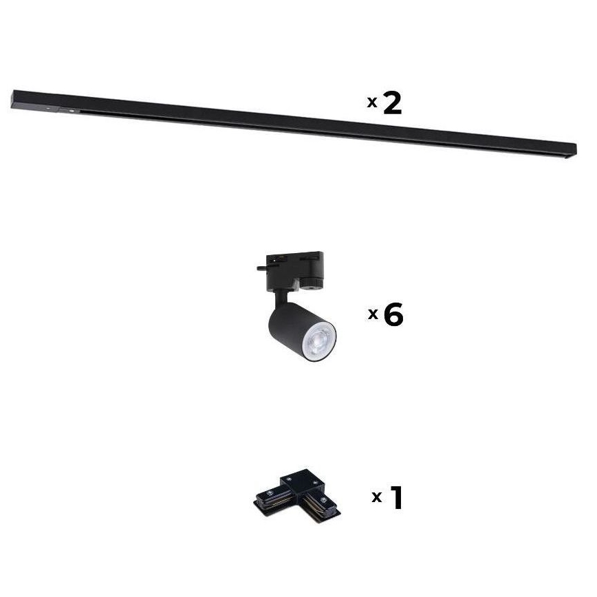 Zuma Line - Spotbelysning för skensystem 6xGU10/10W/230V svart + skentillbehör