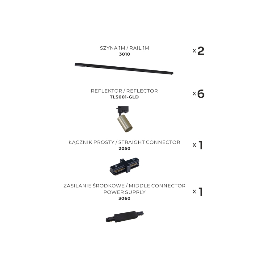 Zuma Line - Spotlight i skensystem 6xGU10/35W/230V svart/guld