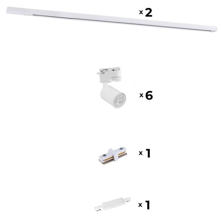 Zuma Line - Spotbelysning för skensystem 6xGU10/10W/230V vit + skentillbehör