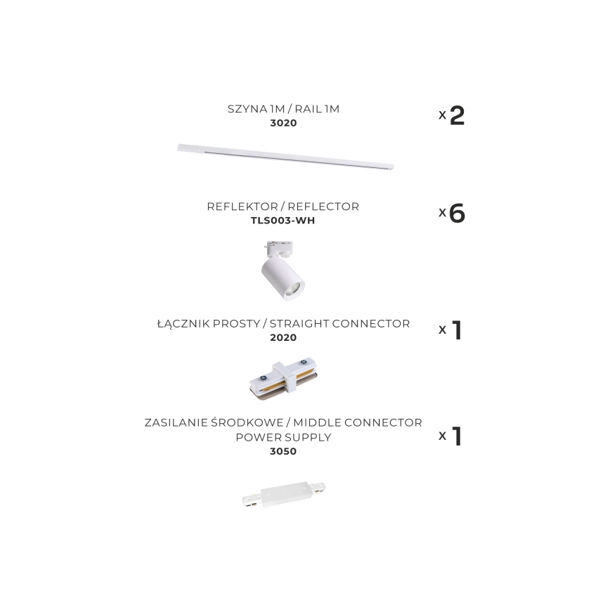 Zuma Line - Spotlight i skensystem 6xGU10/35W/230V vit
