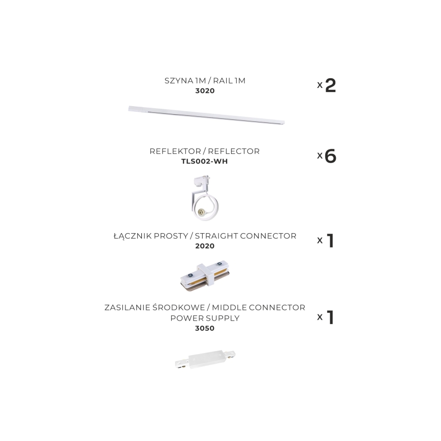 Zuma Line - Spotlight i skensystem 6xGU10/10W/230V vit