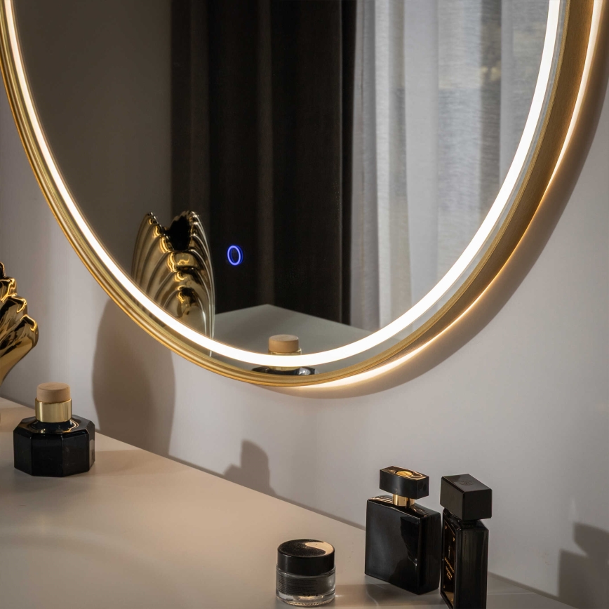 Zuma Line - LED-väggmonterad badrumsspegel med belysning/36W/230V 3000/4000/6000K Ø 80 cm IP44 guld