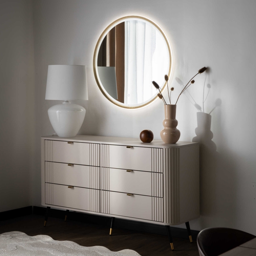 Zuma Line - Väggmonterad LED-badrumsspegel med indirekt LED-belysning/36W/230V 3000/4000/6000K Ø 80 cm IP44 mässing