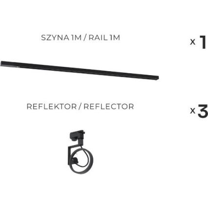 Zuma Line - Spotlampa i skensystem 3xGU10/15W/230V svart