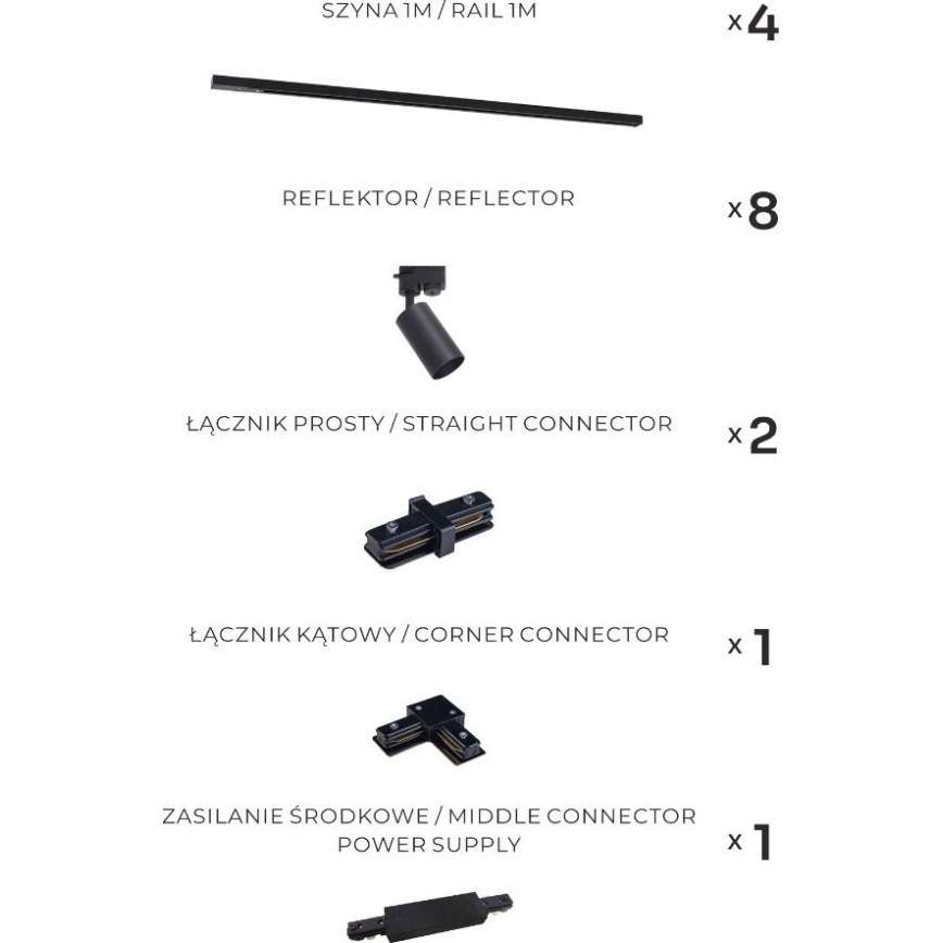 Zuma Line - Spotlight i skensystem 8xGU10/35W/230V svart