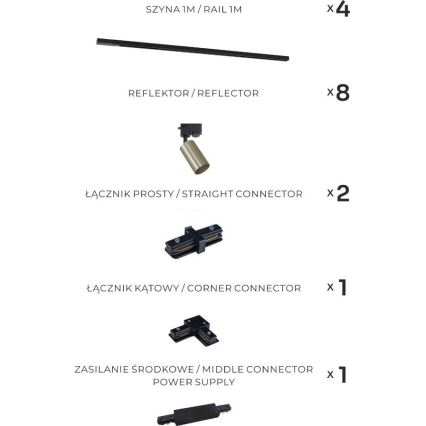 Zuma Line - Skenspot 8xGU10/35W/230V svart/guld