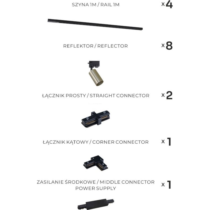 Zuma Line - Skenspot 8xGU10/35W/230V svart/guld