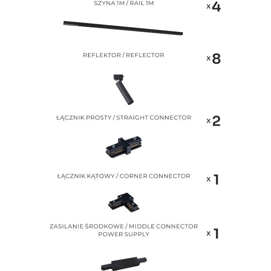 Zuma Line - Spotlampa för skensystem 8xGU10/35W/230V svart