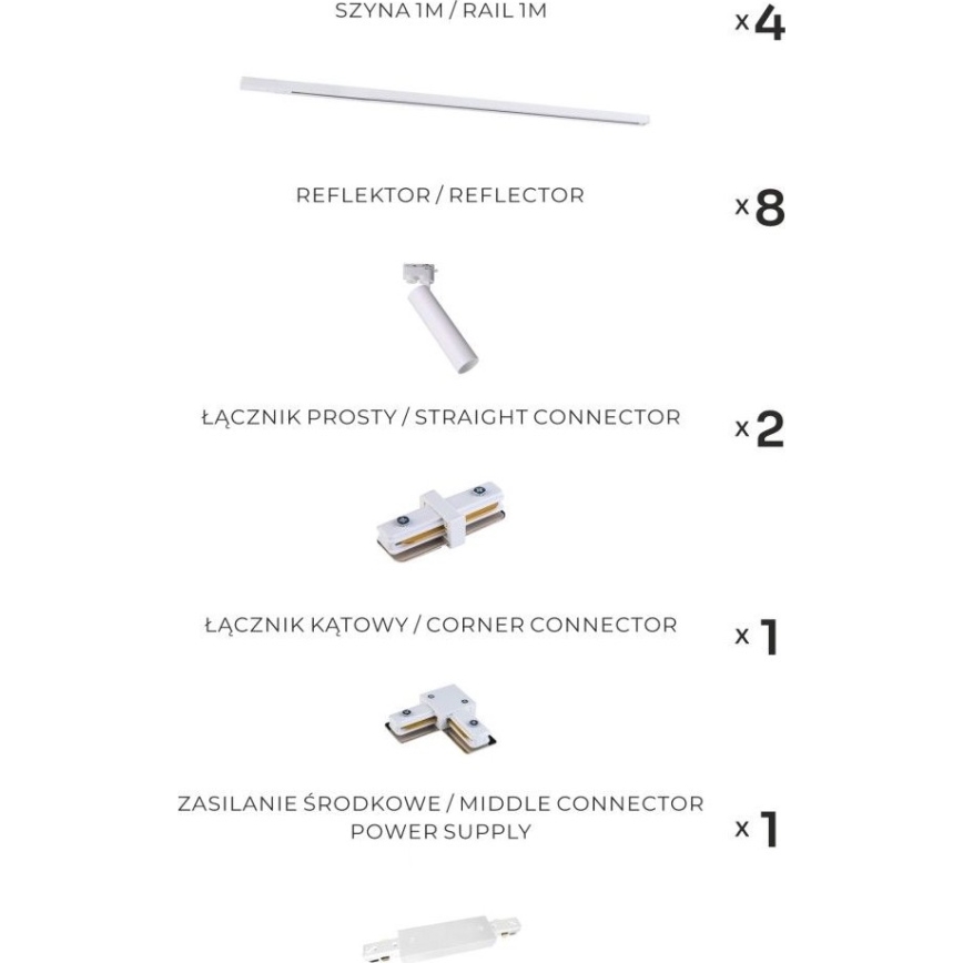 Zuma Line - Spot i skensystem 8xGU10/35W/230V vit