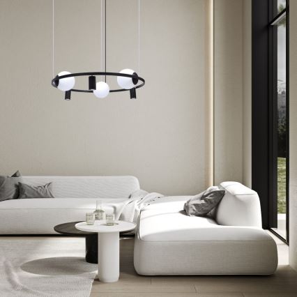 Zuma Line - Ljuskrona med textilsladd 3xE27/40W/230V + 3xGU10/40W svart
