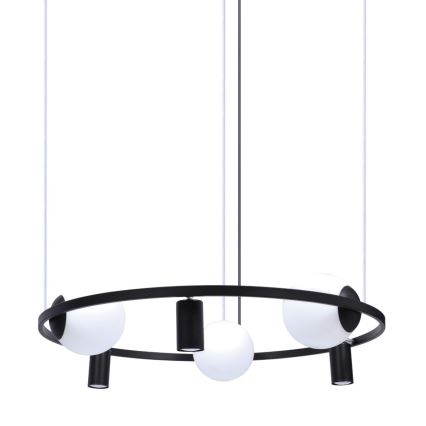 Zuma Line - Ljuskrona med textilsladd 3xE27/40W/230V + 3xGU10/40W svart
