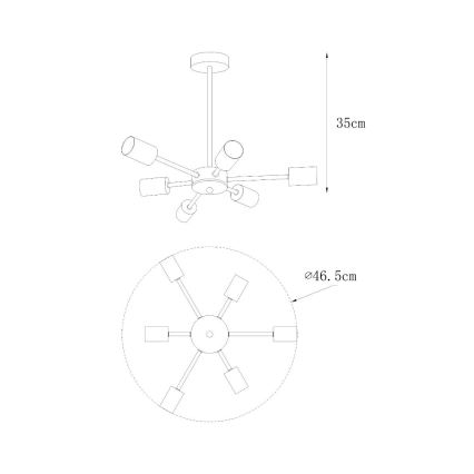 Zuma Line - Pendelkrona 6xE27/40W/230V svart/guld