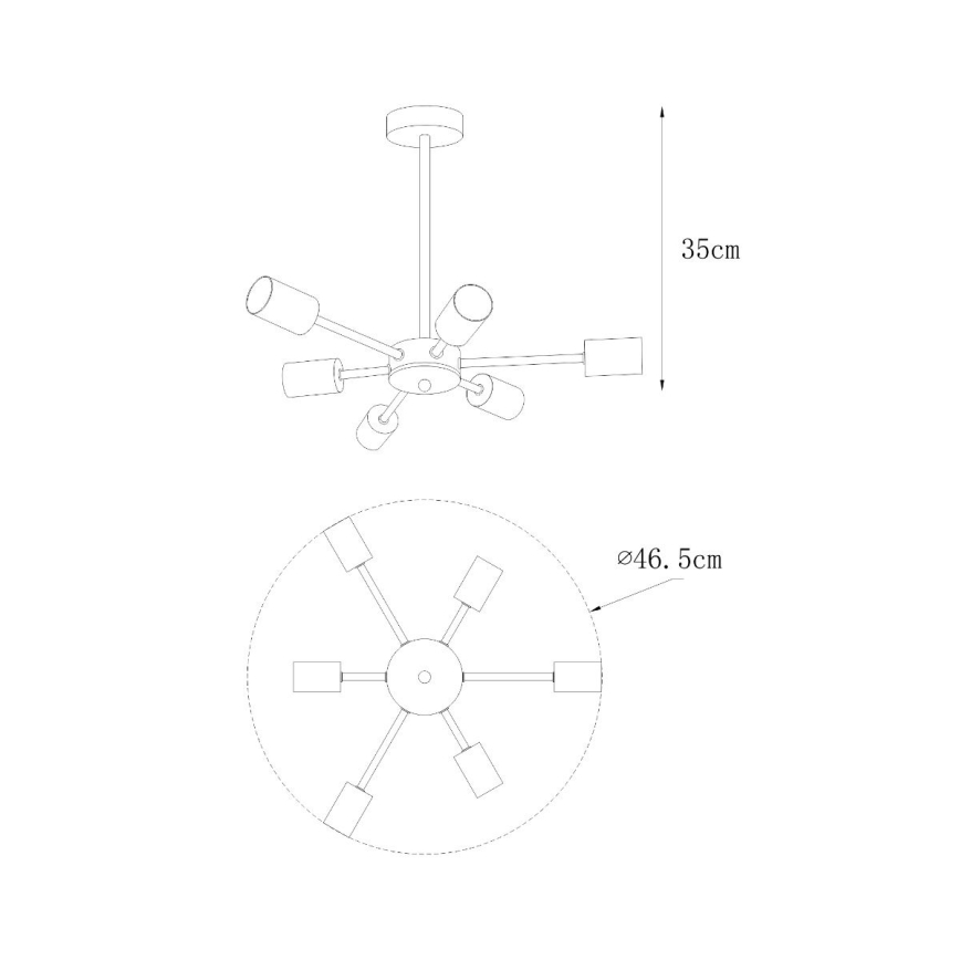 Zuma Line - Pendelkrona 6xE27/40W/230V svart/guld