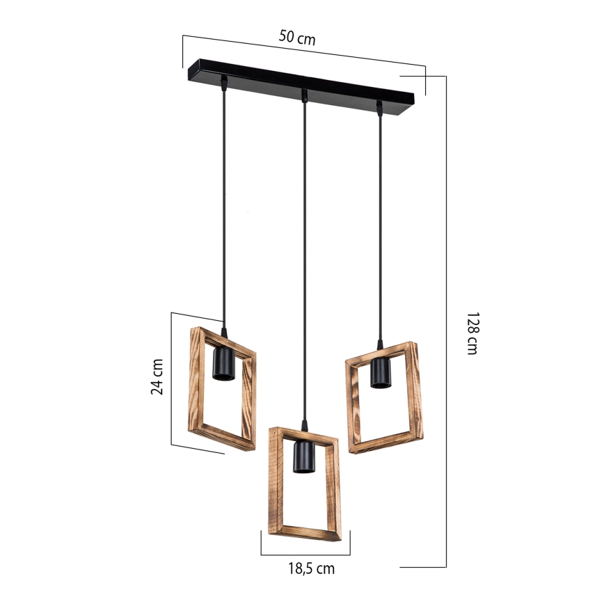Zuma Line - Ljuskrona med textilsladd 3xE27/20W/230V tall/svart