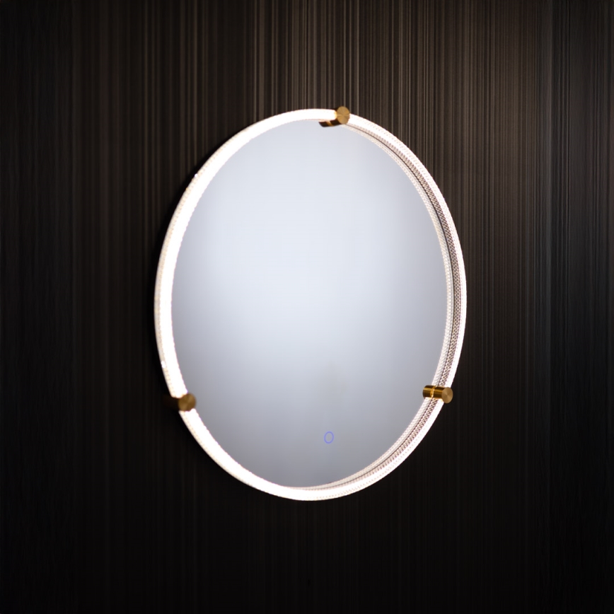 Zuma Line - LED Badrum vägg spegel med bakbelysning LED/24W/230V 3000/4000/6000K diameter 60 cm IP44 genomskinlig/guld