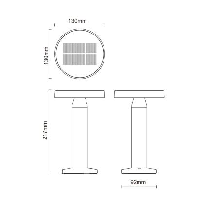 Zuma Line - LED Dimbara solcellsdrivna bordslampa LED/2W/2000 mAh IP44 svart