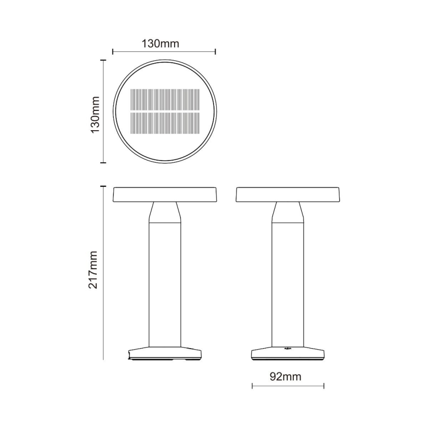Zuma Line - LED Dimbara solcellsdrivna bordslampa LED/2W/2000 mAh IP44 svart