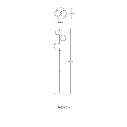 Zuma Line - Golvlampa 3xG9/33W/230V, guldfärgad