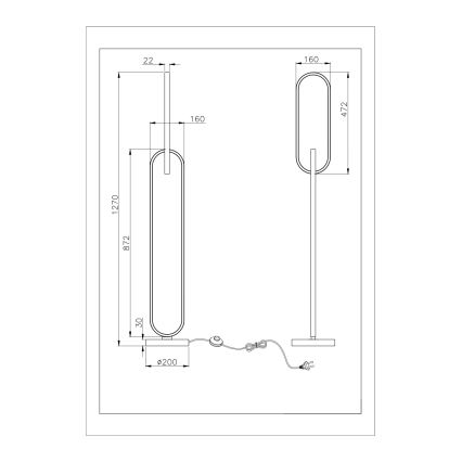 Zuma Line - LED-golvlampa 2xLED/36W/230V svart/guld