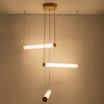 Zuma Line - LED dimbar takpendel på vajer LED/64W/230V 2700-6500K guld + fjärrkontroll