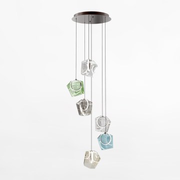 Zuma Line - LED ljuskrona med textilsladd 6xLED/6W/230V svart/färgrik