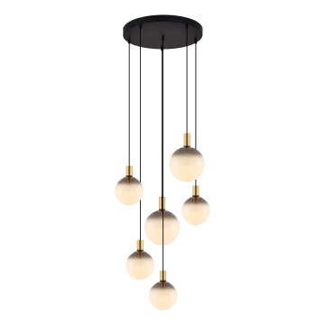 Zuma Line - Ljuskrona på vajer 6xE27/25W/230V Ø 75 cm guld/svart