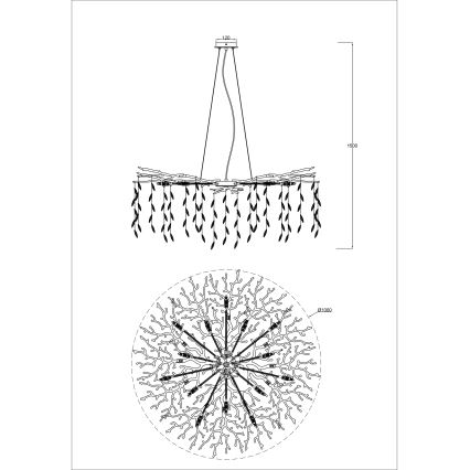 Zuma Line - Pendellampa på vajer 14xG9/3,5W/230V Ø 100 cm, guldfärgad