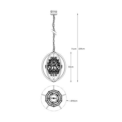 Zuma Line - Taklampa med kedja 5xG9/42W/230V mässing