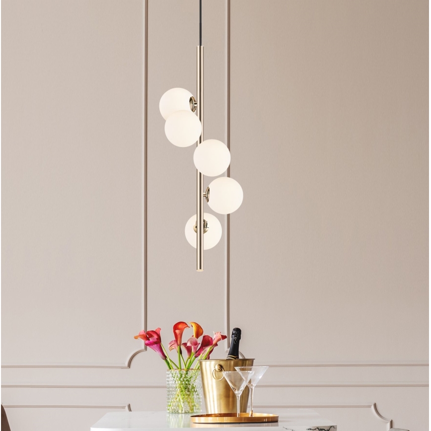 Zuma Line - Ljuskrona med textilsladd 5xG9/4W/230V guld