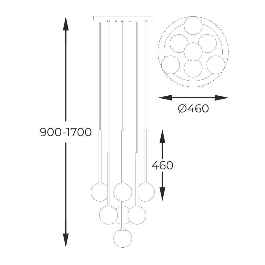 Zuma Line - Ljuskrona med textilsladd 7xG9/4W/230V guld