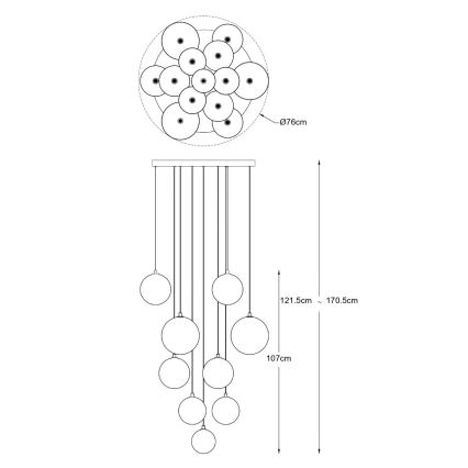 Zuma Line - Taklampa på vajer 13xG9/2W/230V guld