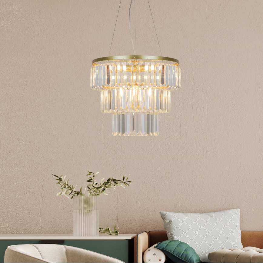 Zuma Line - Kristallkrona med textilsladd 4xE14/40W/230V guld