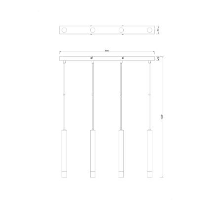 Zuma Line - Taklampa på kabel 4xG9/5W/230V guld