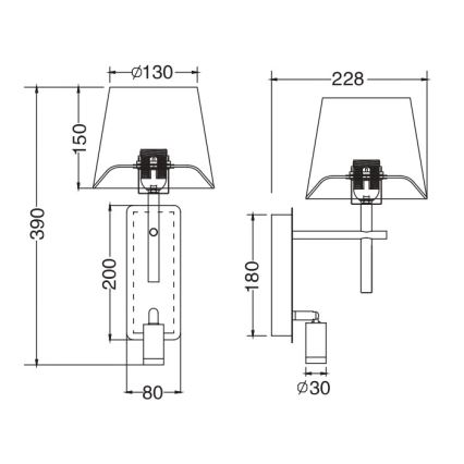Zuma Line - LED Vägglampa 1xE27/40W/230V + LED/2,5W mattkrom/vit